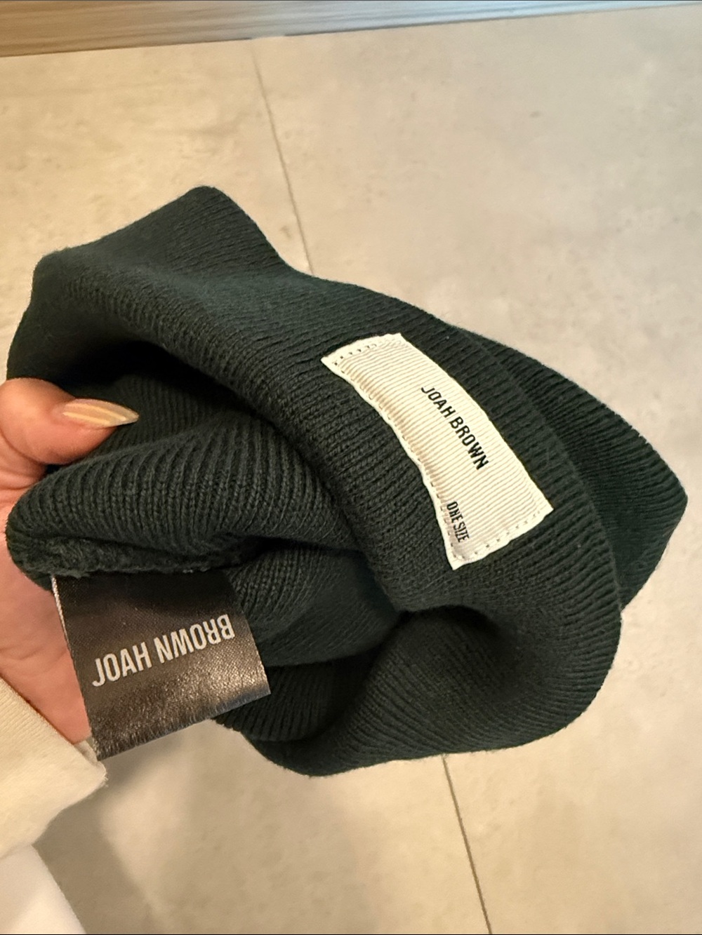 Joah Brown Men's Forest Green Ribbed Cuffed Beanie - Picture 4 of 4